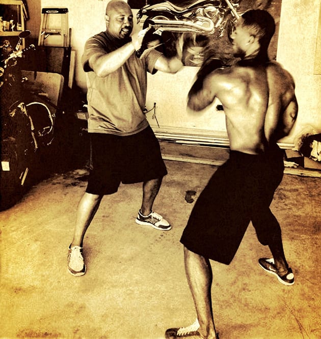 Philadelphia Eagles cornerback Brandon Boykin working out with his trainer.